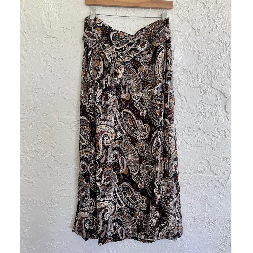 NC Collection Women's Paisley Maxi Skirt PXL Petite XL Boho Tie Waist NWT